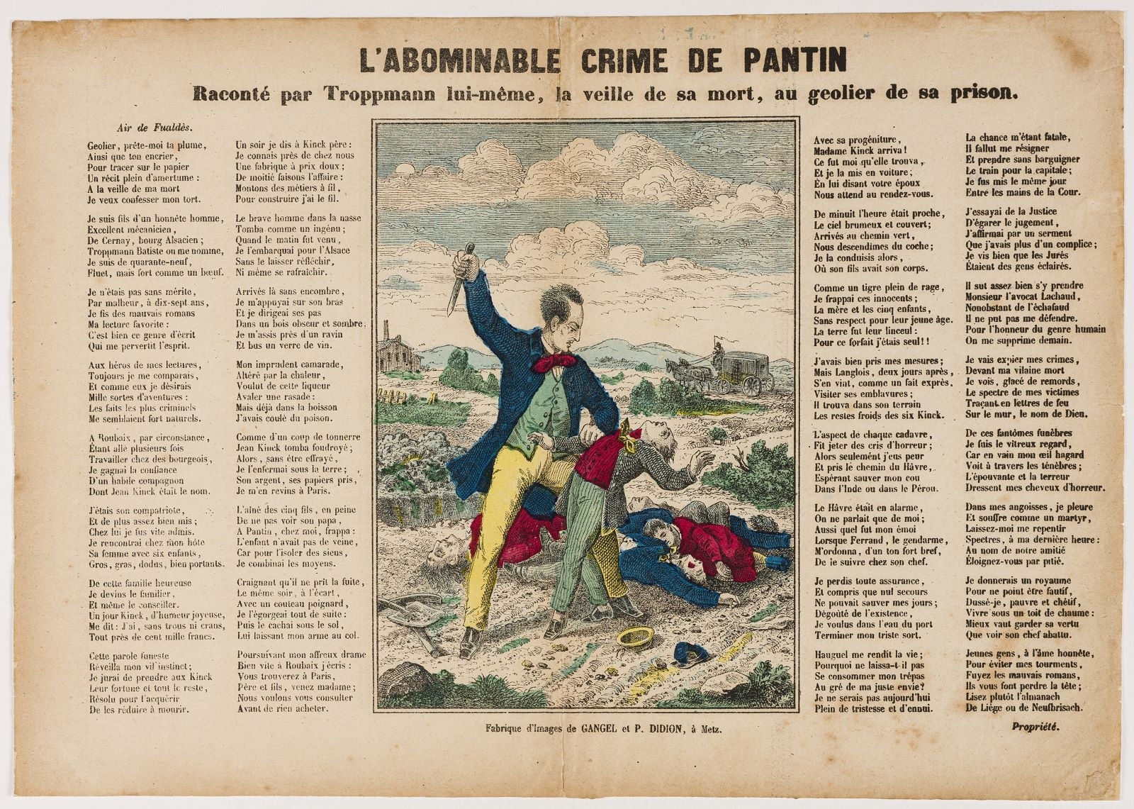 L'ABOMINABLE CRIME DE PANTIN / Raconté par Troppmann lui-même, la veille de sa mort, au geolier de sa prison. (titre inscrit)