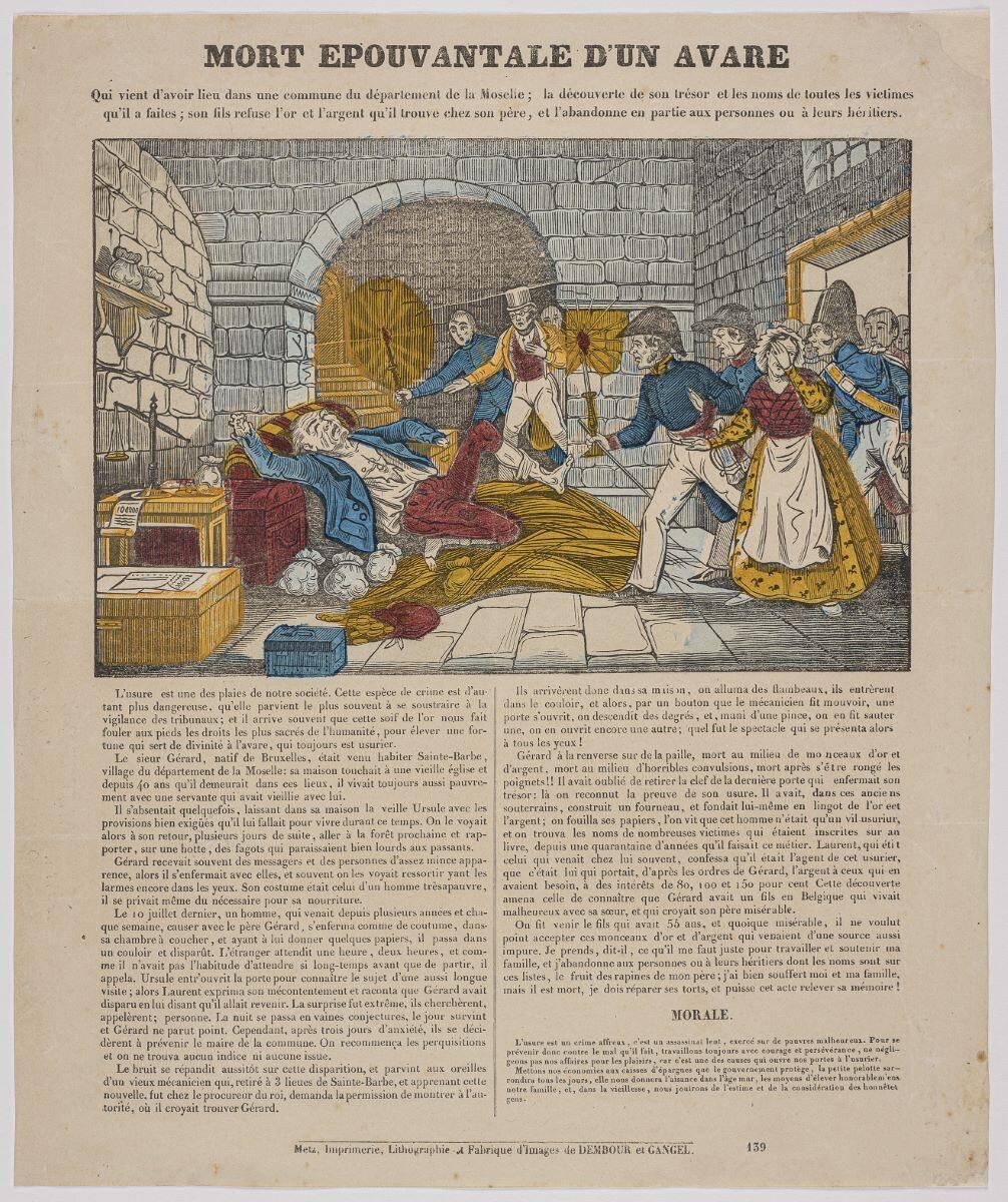 MORT EPOUVANTALE D'UN AVARE / 139 (titre inscrit) ; mort épouvantable d'un avare (titre factice)