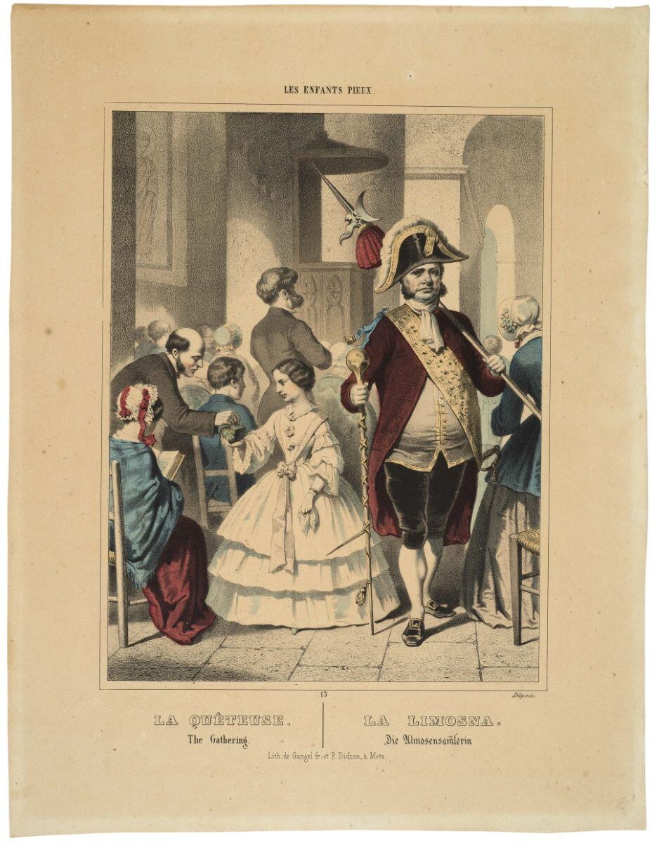 LES ENFANTS PIEUX. / LA QUÊTEUSE.  / 13 (titre inscrit fr., esp., angl., all.)