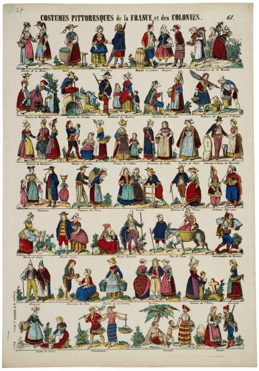 COSTUMES PITTORESQUES de la France et des COLONIES. 61. (titre inscrit)