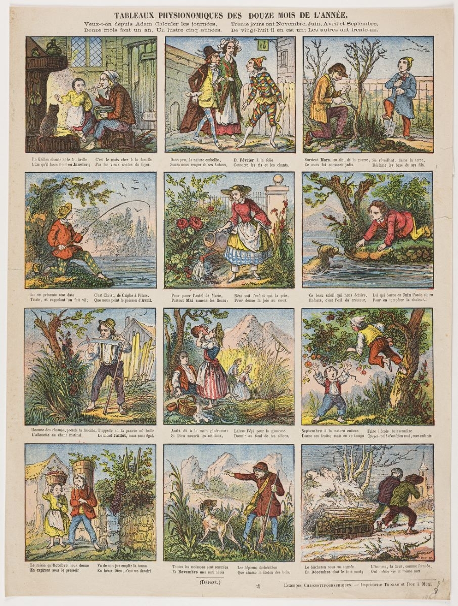 TABLEAUX PHYSIONOMIQUES DES DOUZE MOIS DE L'ANNÉE. (titre inscrit)