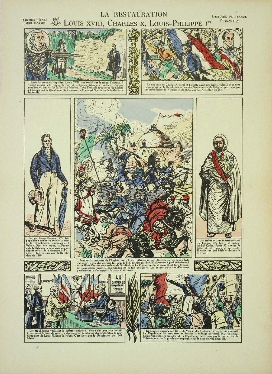 LA RESTAURATION / LOUIS XVIII, CHARLES X, LOUIS-PHILIPPE Ier / HISTOIRE DE France / Planche N°23 (titre inscrit)