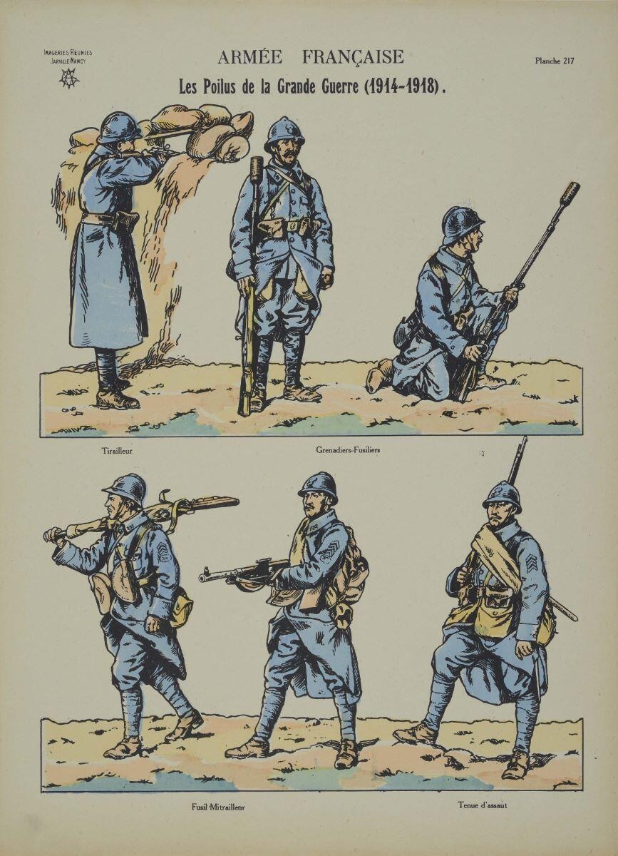 ARMÉE FRANÇAISE / Les Poilus de la Grande Guerre (1914-1918) / Planche 217 (titre inscrit)