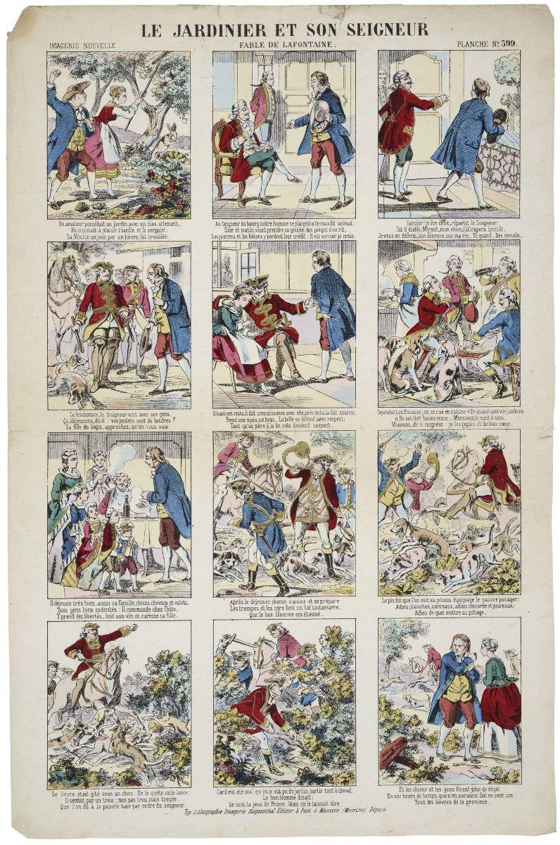 LE JARDINIER ET SON SEIGNEUR / FABLE DE LAFONTAINE. PLANCHE N°. 599. (titre inscrit)