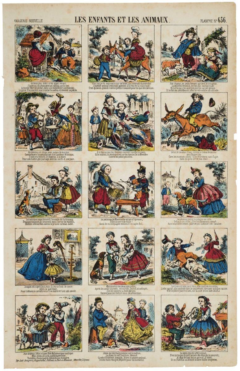 LES ENFANTS ET LES ANIMAUX / PLANCHE N°.636. (titre inscrit)