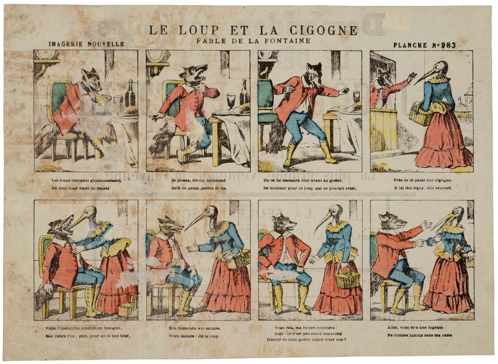 LE LOUP ET LA CIGOGNE PLANCHE N°983 (titre inscrit)