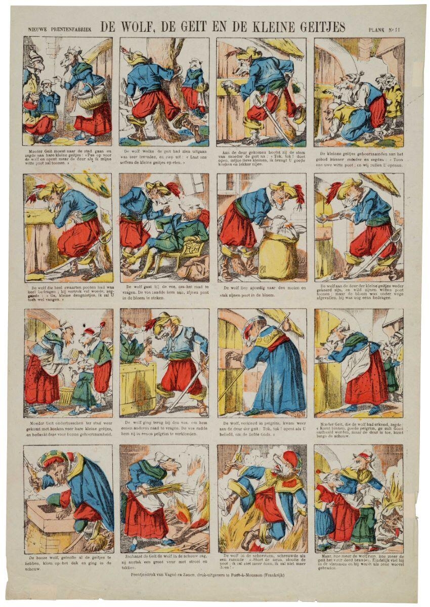DE WOLF, DE GEIT EN KLEINE GEITJES PLANK Nr11 (titre inscrit, néerl.) ; Le loup, la chèvre et ses biquets  (titre factice)
