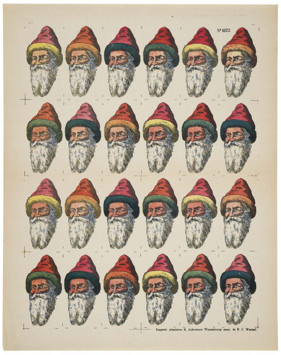 N° 1822. (titre inscrit) ; Image pour pâtisserie. Tête de Père Noël (titre factice)