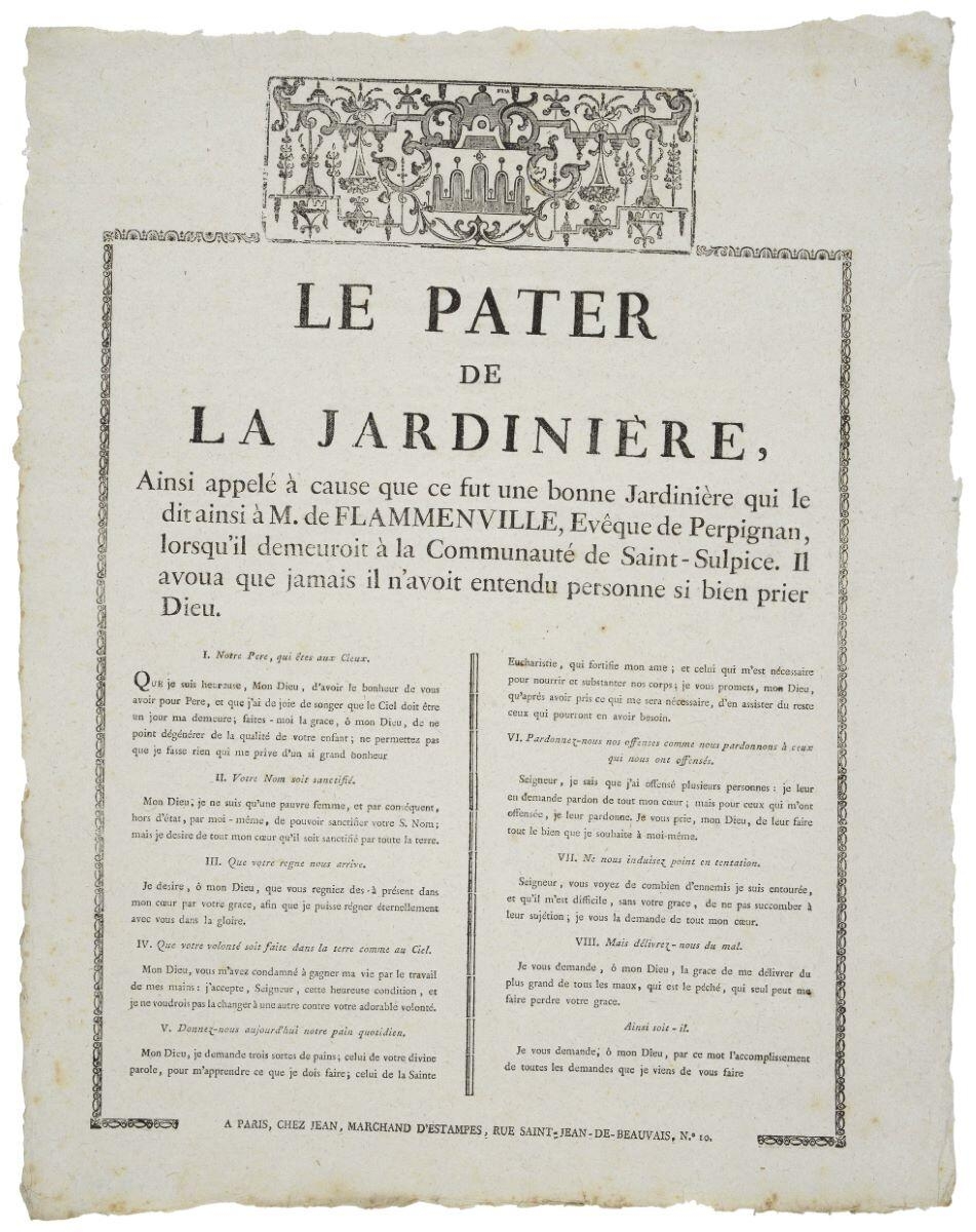 LE PATER / DE / LA JARDINIÈRE, (titre inscrit)