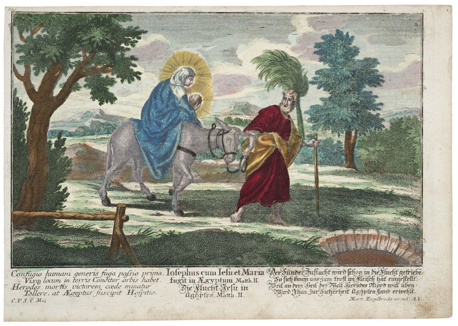 Iosephus cum Iesu et Maria / fugit in Aegyptum Matth. II. / 50. / 2. (titre inscrit, lat.) ; Joseph, avec Jésus et Marie, fuit en Égypte, Matth. II. (titre traduit) ; Fuite en Égypte (titre factice)