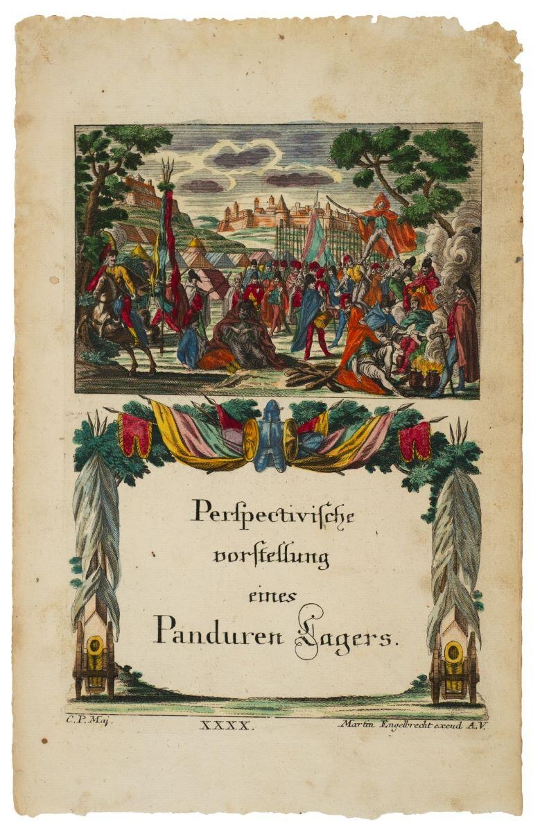 Perspectivische / vorstellung / eines / Panduren Lagers. / XXXX. (titre inscrit, all.) ; Perspective d'un camp de pandours (titre traduit))