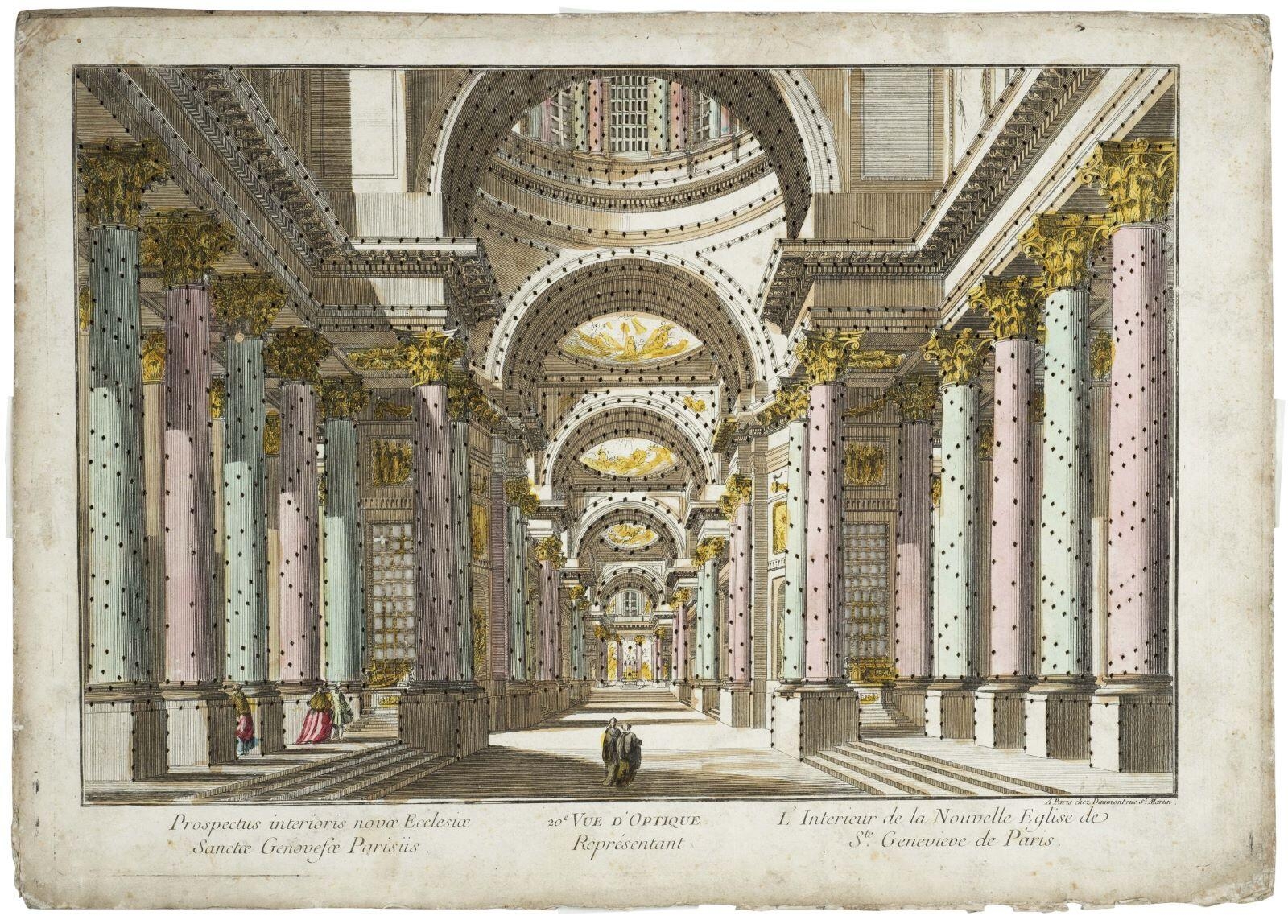 20e VUE D'OPTIQUE / Représentant / L'Interieur de la Nouvelle Eglise de / Ste. Genevieve de Paris. (titre inscrit, fr., lat.)