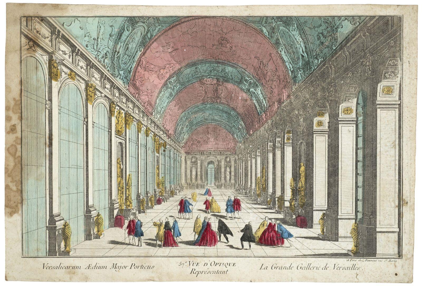 57e. VÜE D'OPTIQUE / Représentant / La Grande Gallerie de Versailles. (titre inscrit, lat. fr.)