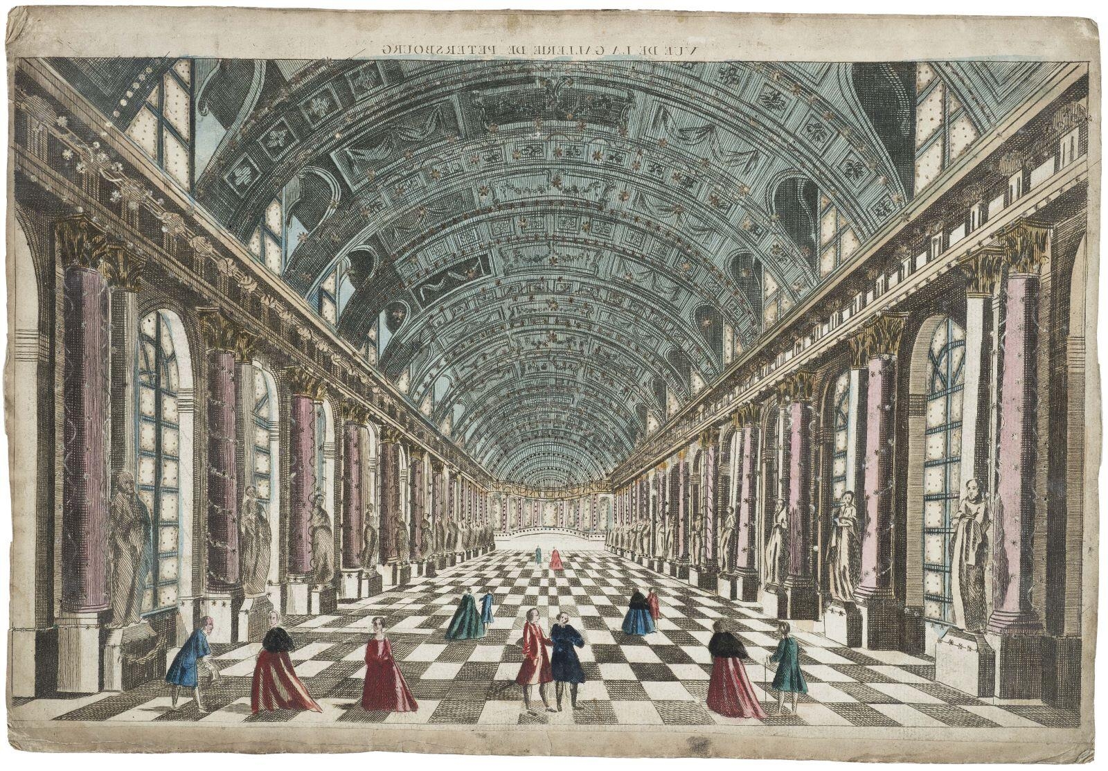 VUE DE LA GALLERIE [sic] DE PETERSBOURG (titre inscrit) ; Vue de la galerie de Petersbourg (titre factice)