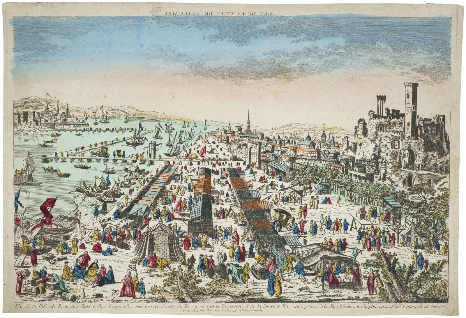 VUE DE LA VILLE DE BEAUCAIRE (titre inscrit)