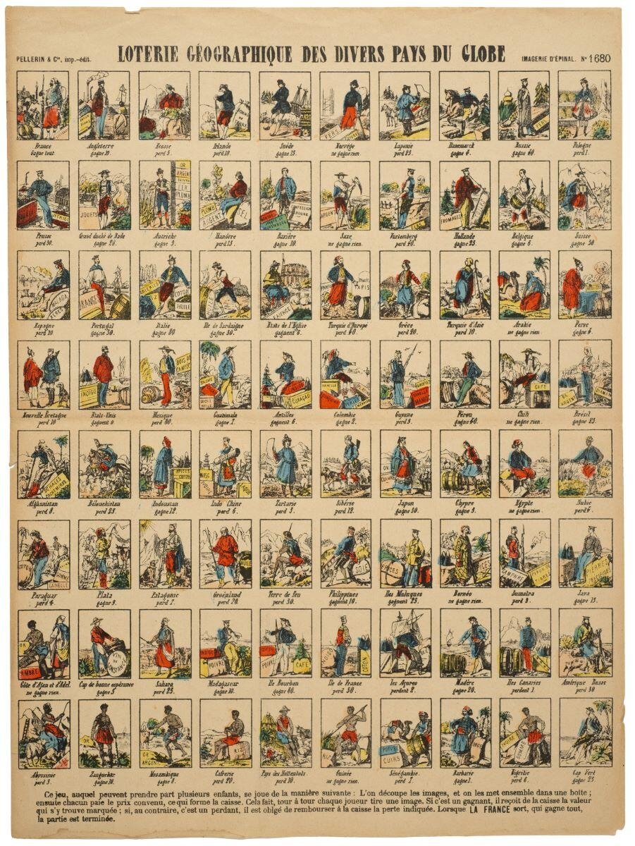 LOTERIE GÉOGRAPHIQUE DES DIVERS PAYS DU GLOBE (titre inscrit)