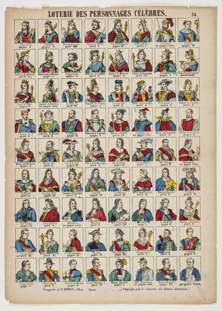 LOTERIE DES PERSONNAGES CÉLÈBRES. 56. (titre inscrit)