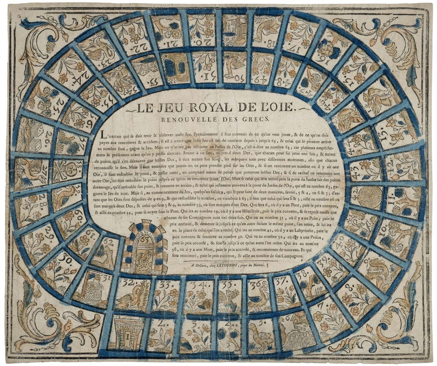LE JEU ROYAL DE L'OIE, / RENOUVELLÉ DES GRECS. (titre inscrit)