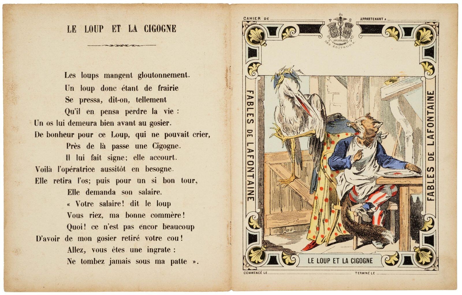 FABLES DE LAFONTAINE / LE LOUP ET LA CIGOGNE (titre inscrit)