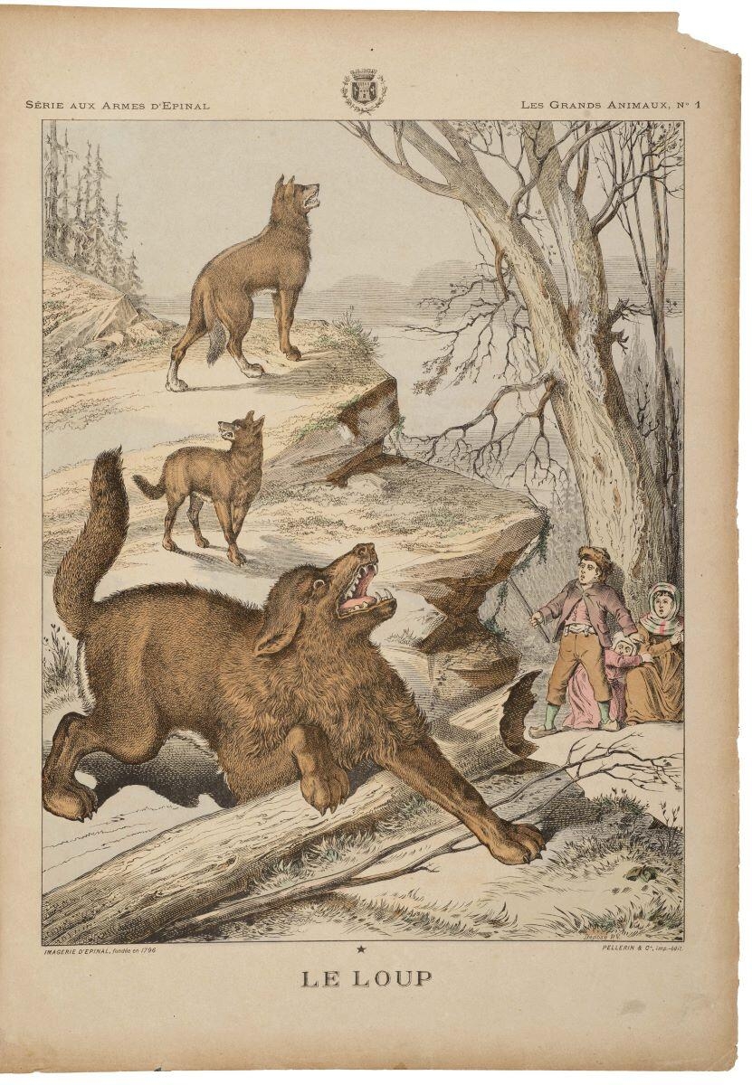 SÉRIE AUX ARMES D'EPINAL / LES GRANDS ANIMAUX, N°1 / LE LOUP (titre inscrit)