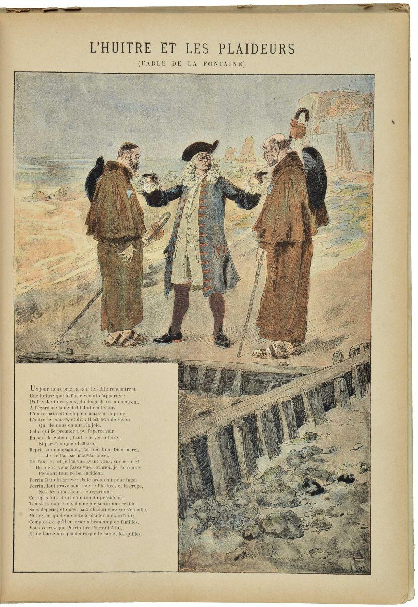 L'HUITRE ET LES PLAIDEURS / (FABLE DE LA FONTAINE) (titre inscrit)