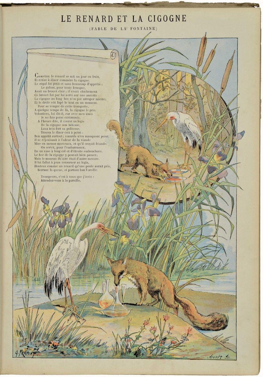 LE RENARD ET LA CIGOGNE / (FABLE DE LA FONTAINE) (titre inscrit)