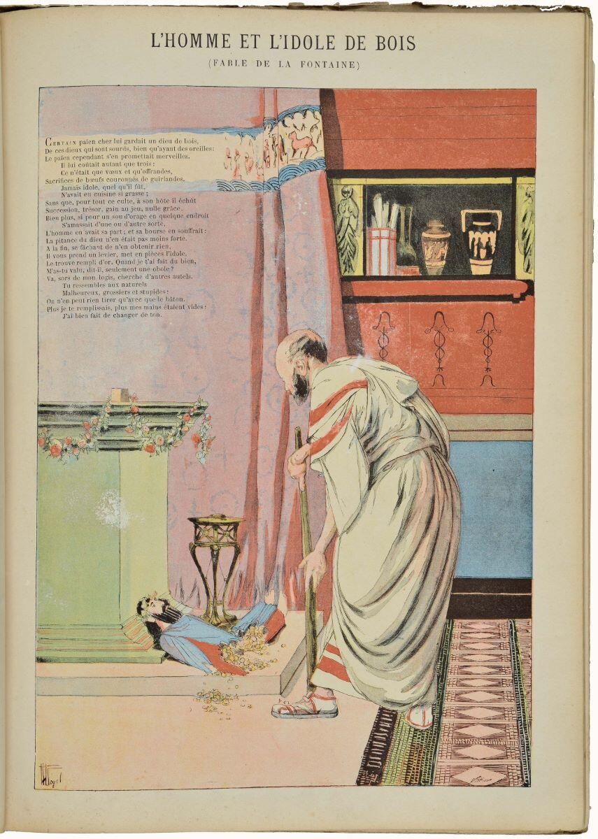 L’HOMME ET L’IDOLE DE BOIS / (FABLE DE LA FONTAINE) (titre inscrit)