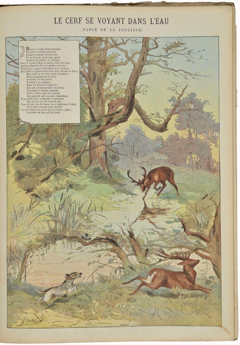 LE CERF SE VOYANT DANS L’EAU (FABLE DE LA FONTAINE) (titre inscrit)