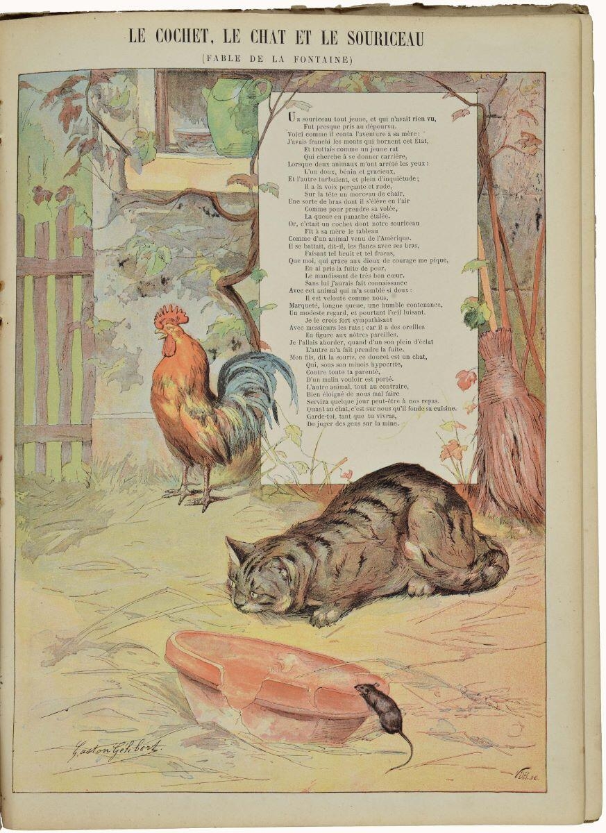 LE COCHET, LE CHAT ET LE SOURICEAU / (FABLE DE LA FONTAINE) (titre inscrit)