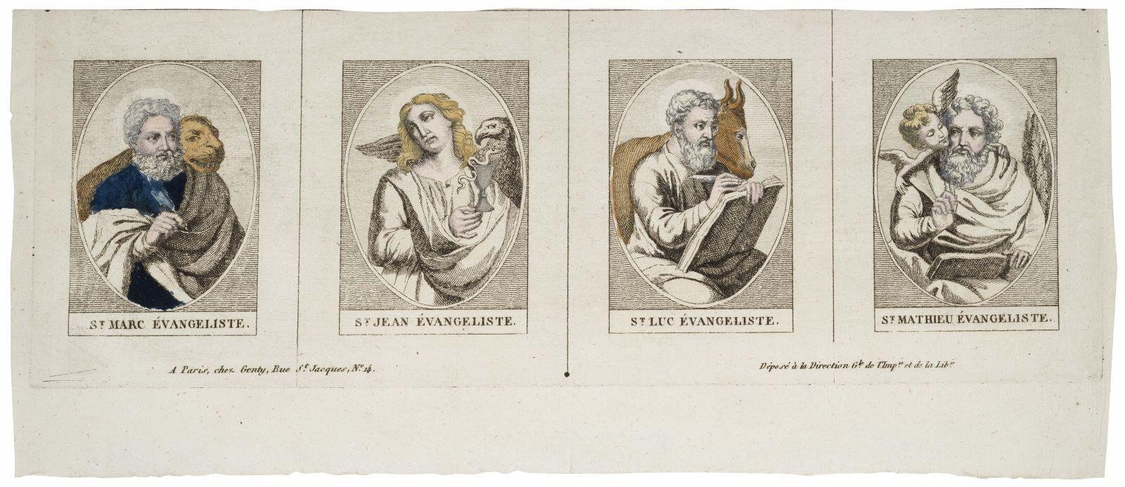 ST. MARC ÉVANGELISTE. / ST. JEAN ÉVANGELISTE. / ST. LUC ÉVANGELISTE. /  ST. MATHIEU ÉVANGELISTE. (titre factice)