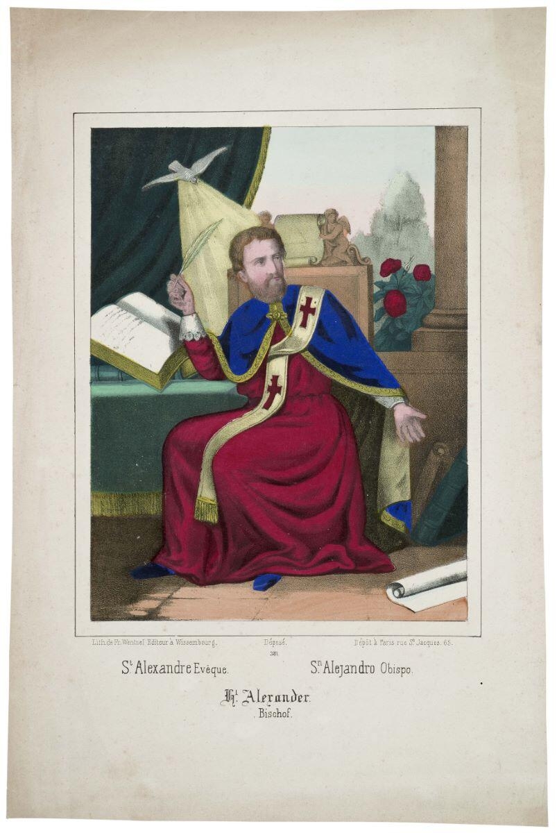 St. Alexandre Evêque. 381. (titre inscrit fr., esp., all.)