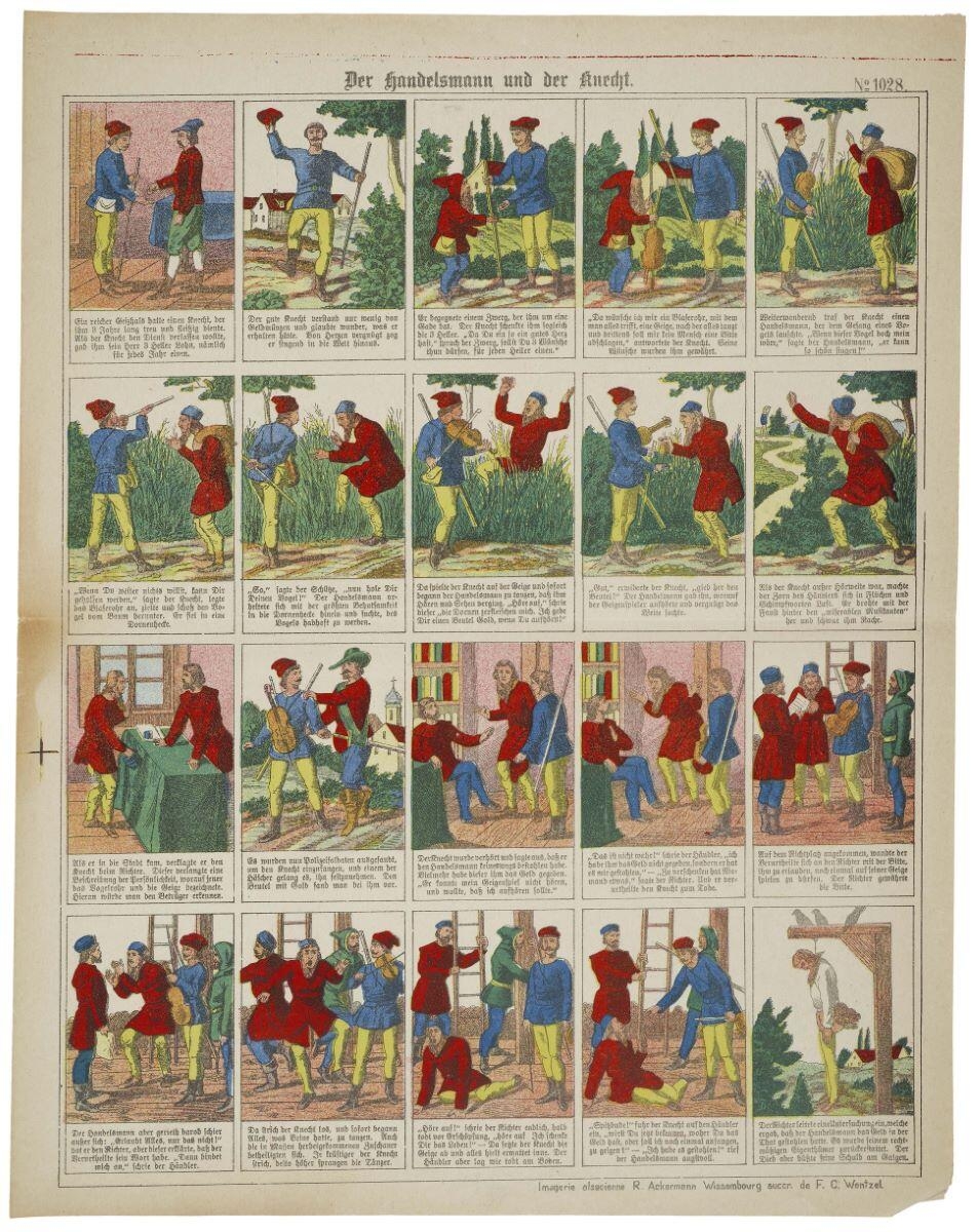 Der Handelsmann und der Knecht. N°= 1028. (titre inscrit all.) ; le marchand et le domestique (titre factice)