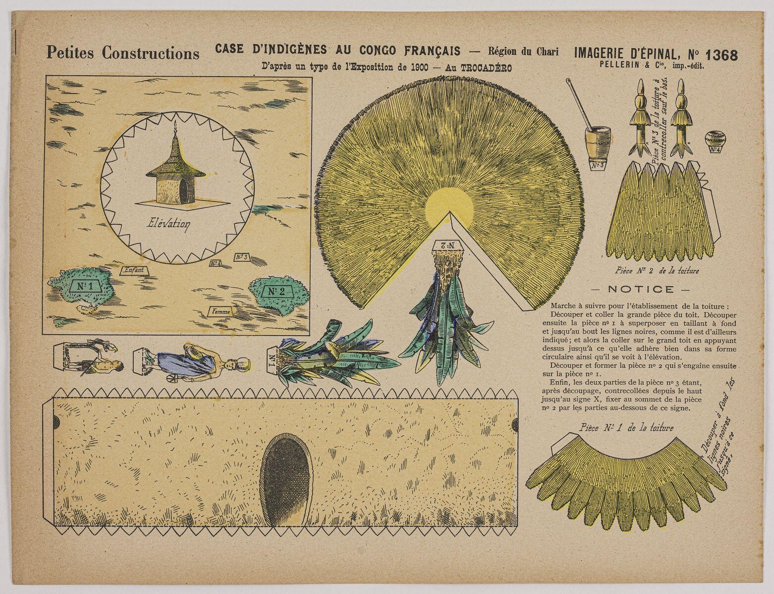 CASE D'INDIGÈNES AU CONGO FRANÇAIS - Région du Chari / D'après un type de l'Exposition de 1900 - Au TROCADÉRO (titre inscrit)