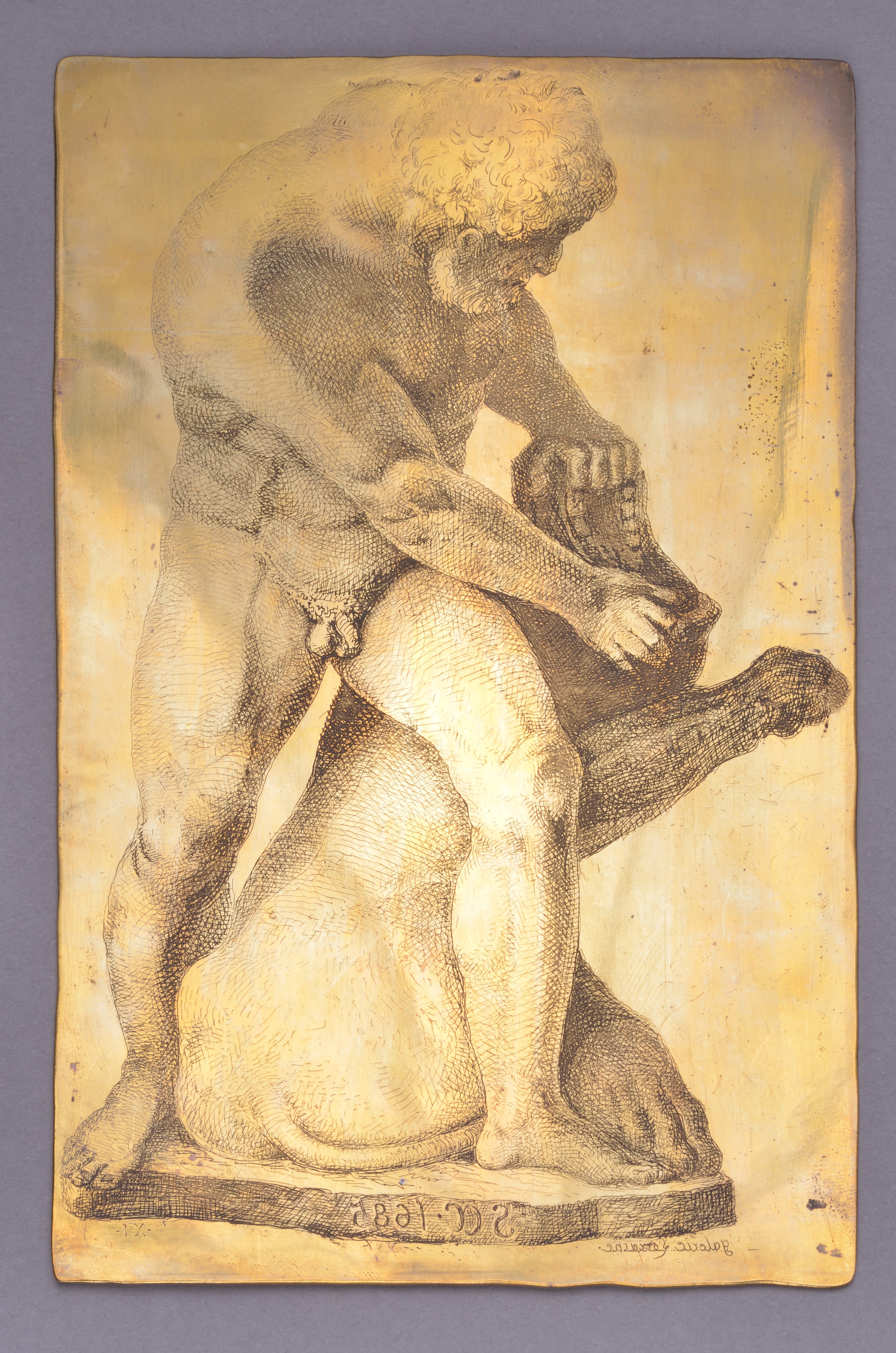 Hercule et le lion de Némée par le sculpteur Sigisbert Adam