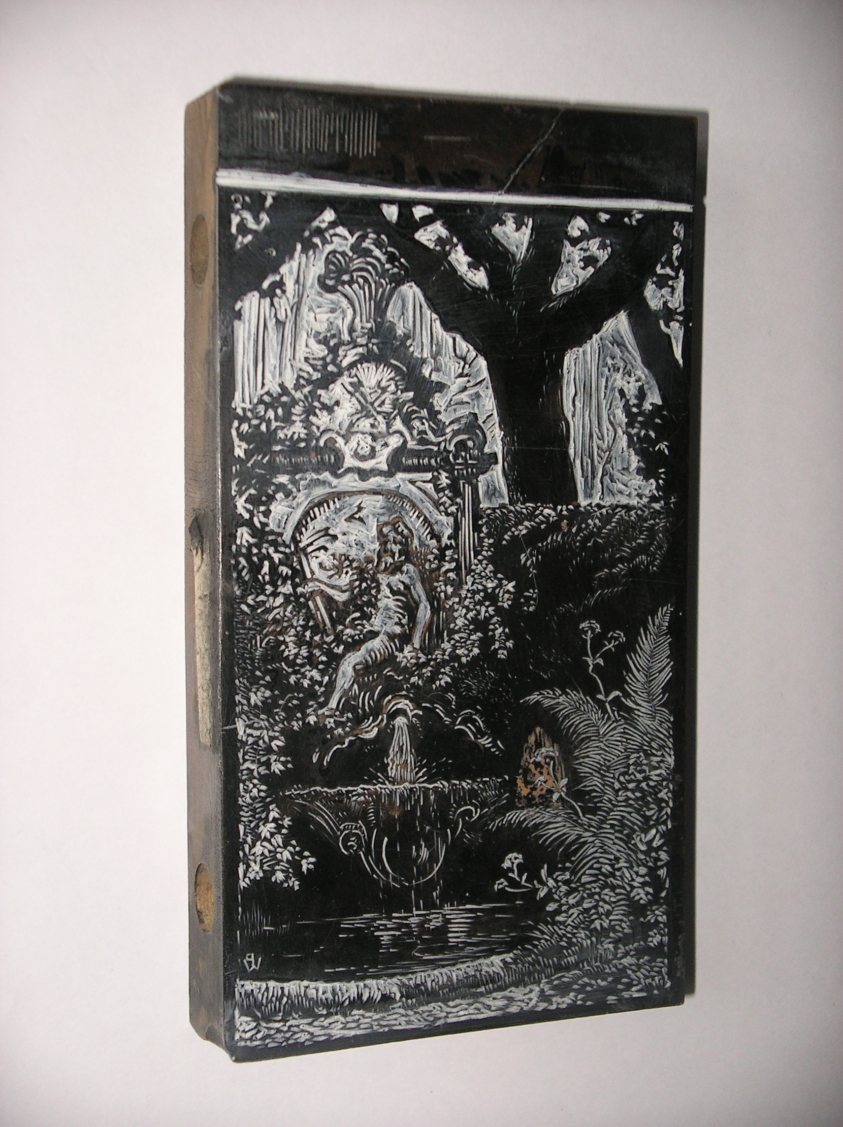 Fontaine Neptune de la propriété Waidmann ; matrice xylographie