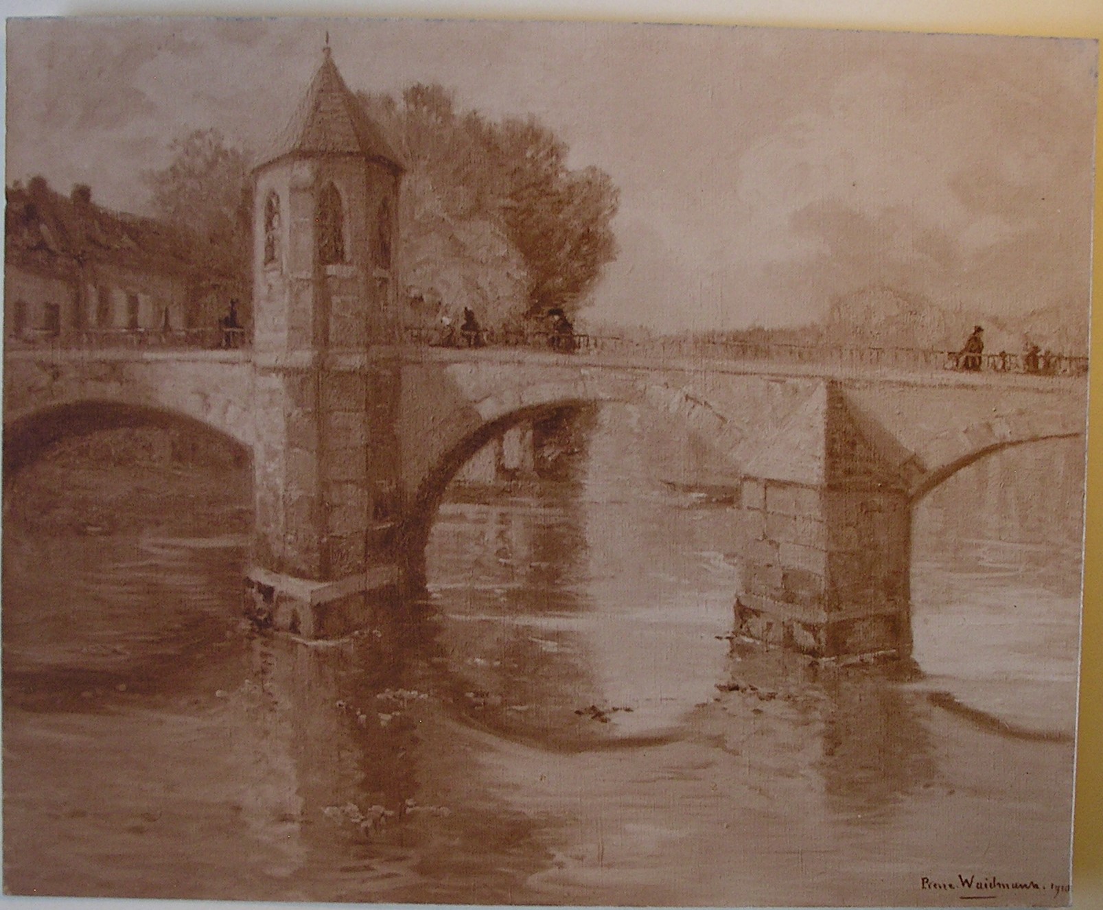 Le pont Notre-Dame à Bar-le-Duc. Tableau de Pierre Waidmann