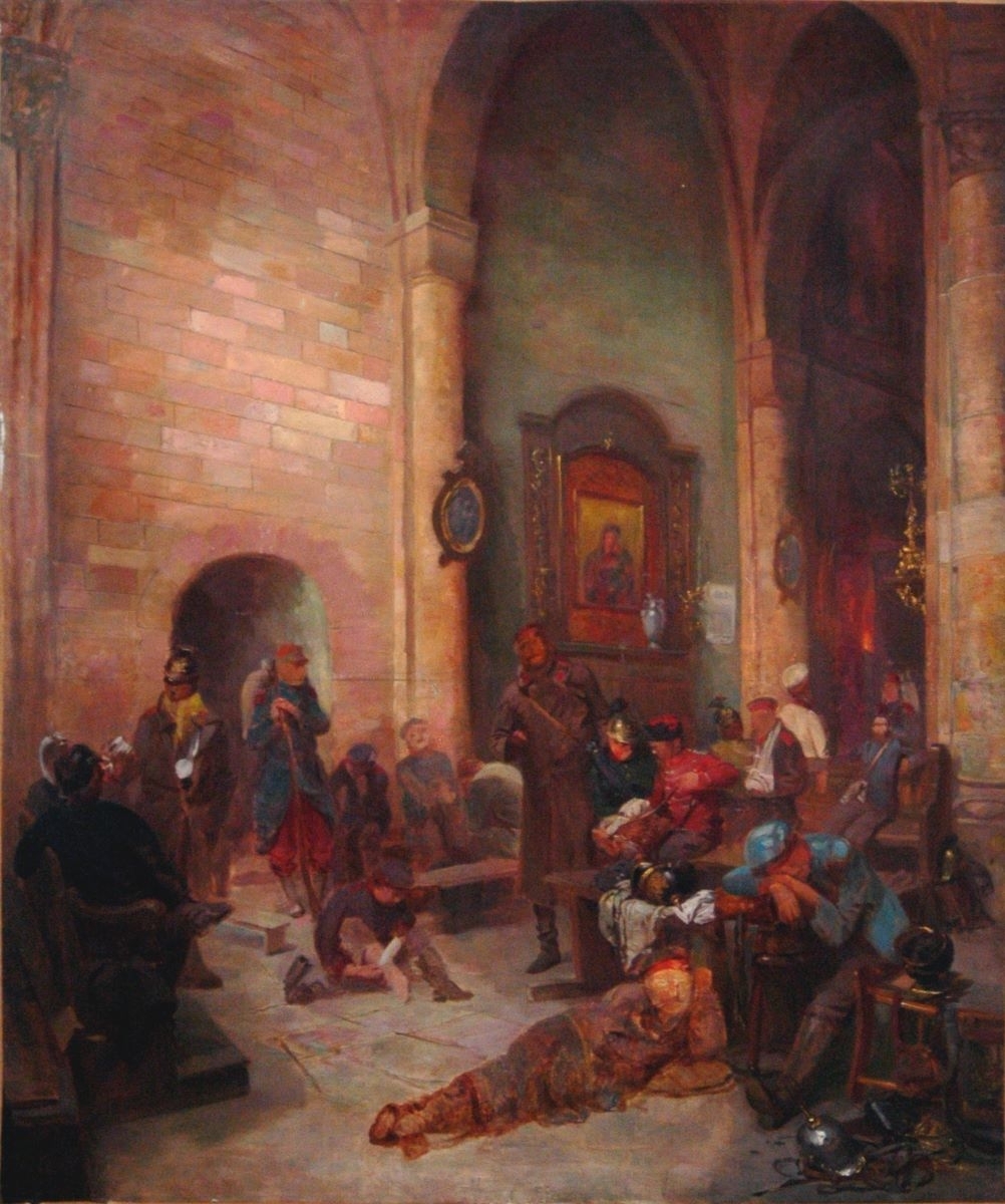 Prisonniers allemands dans la cathédrale de Saint-Dié en août 1914