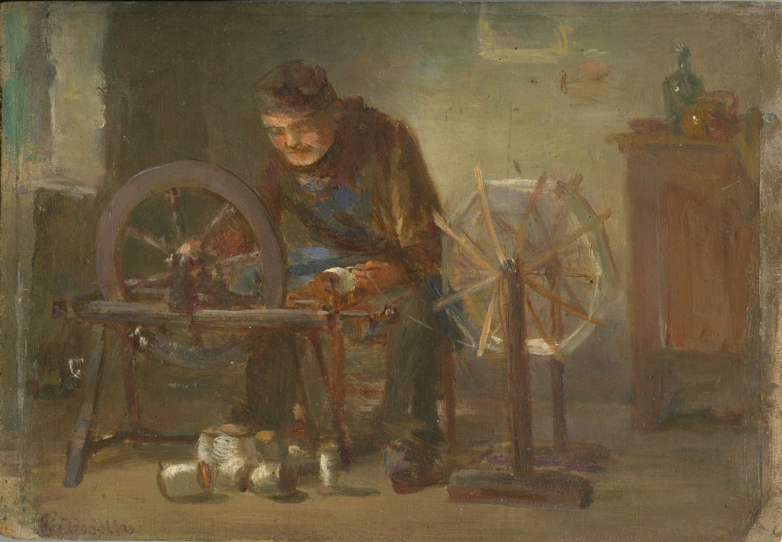 Homme filant au rouet (le dévideur) (titre factice)