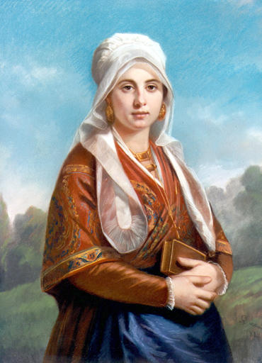 Portrait de Marie Barbaroux en paysanne toulousaine ; Retour de messe (titre ancien)