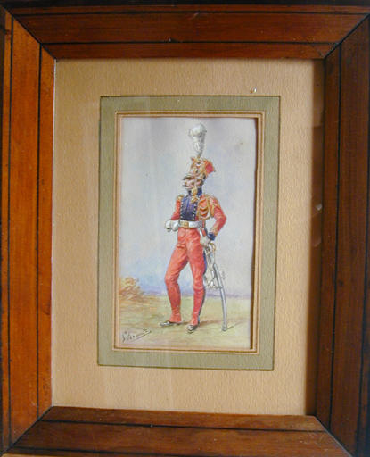 Autoportrait de Georges Bonneterre en uniforme de lancier rouge du Ier Empire