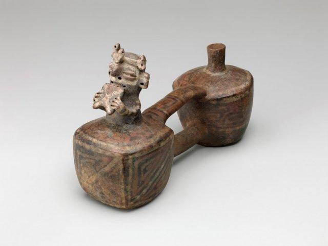 Vase à double panse et anse-pont