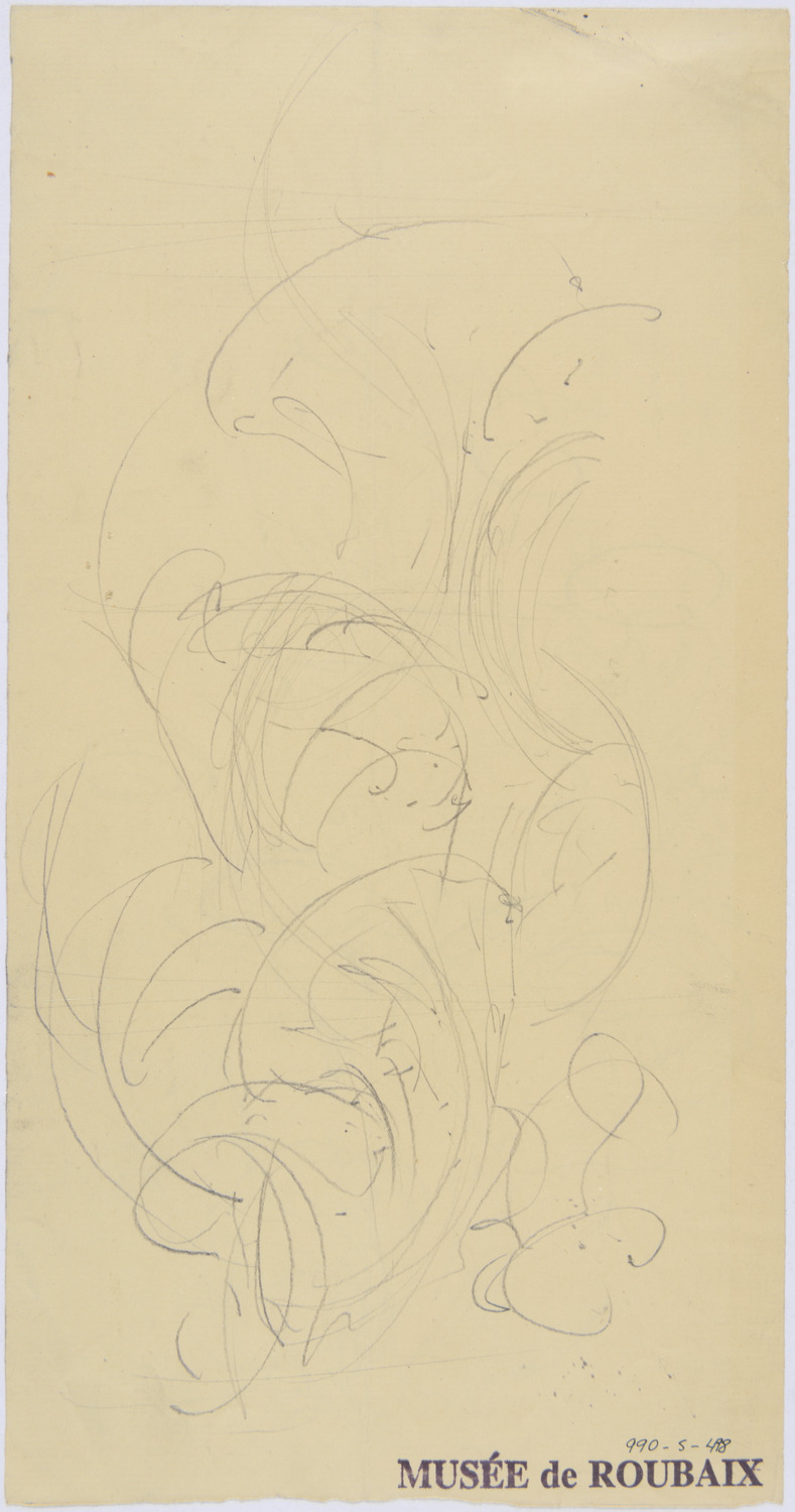 Croquis de composition ornementale florale (recto/verso)
