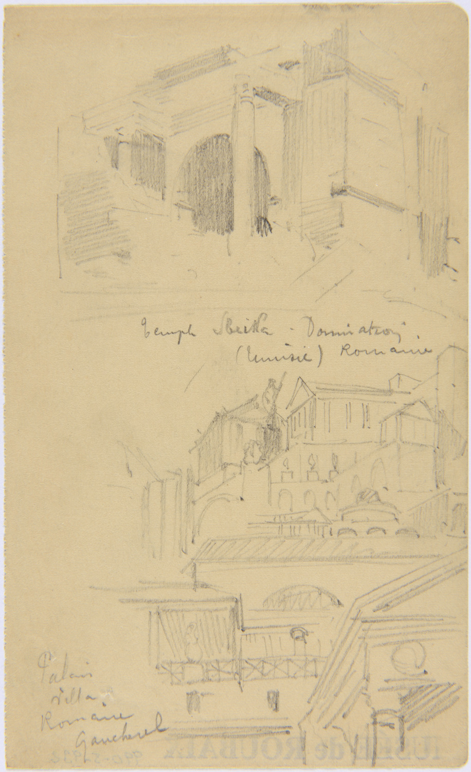 Deux paysages antiques romains : temple et palais