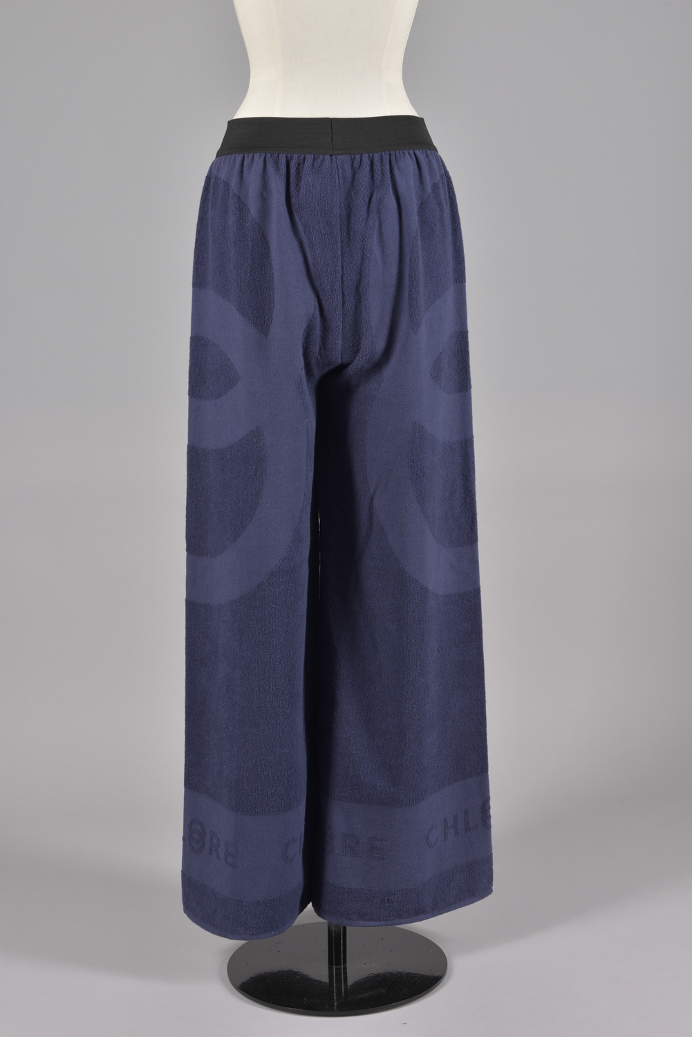 Pantalon bleu jambes évasées en tissu éponge Victor
