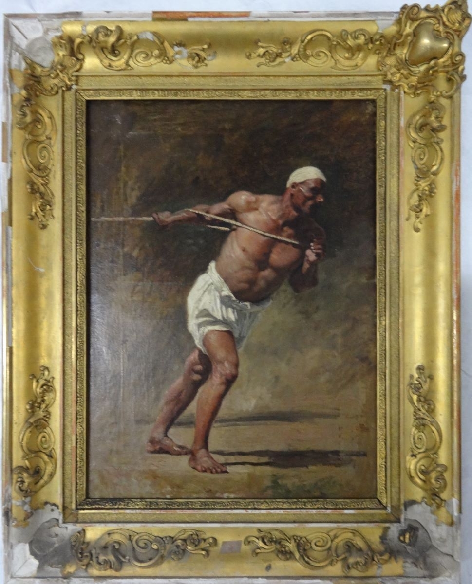 Fellah halant une dahabieh (étude pour le tableau)