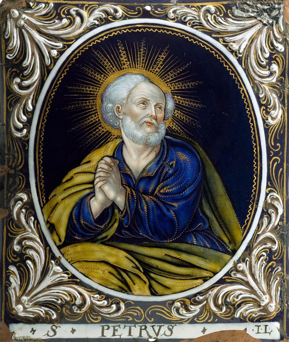 Plaque en cuivre émaillé représentant saint Pierre