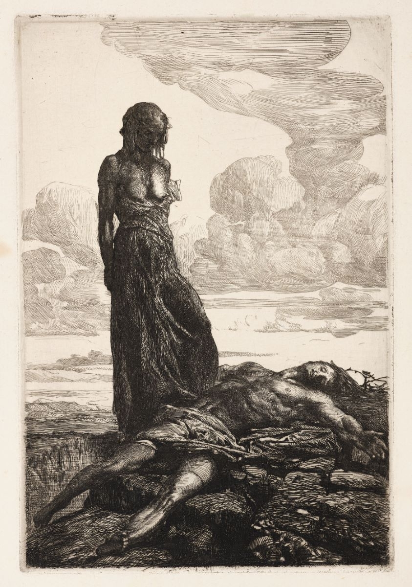 La femme et l'homme mort