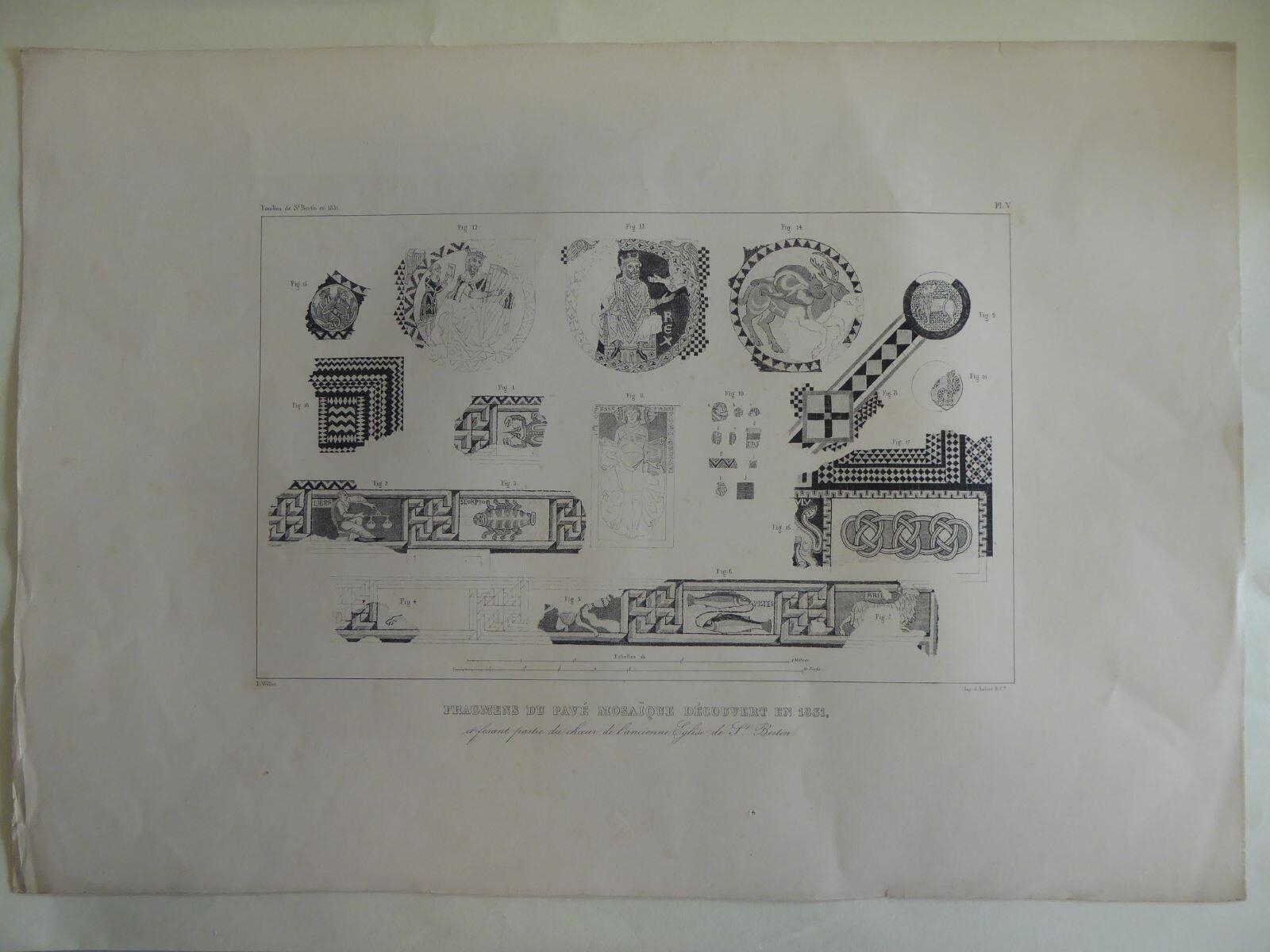 Fragments du pavé mosaïque découvert en 1831, et fesant partie du choeur de l'ancienne Eglise de St Bertin