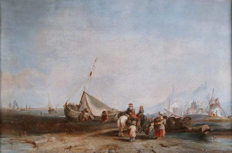 Plage normande animée