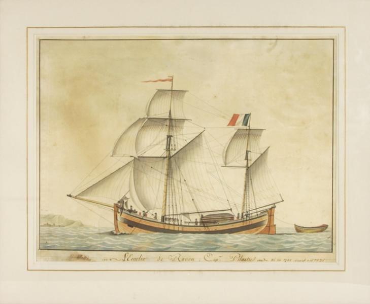 Goélette L'Emilie de Rouen Capne Pilastre né en 1751 mort en 1836 (titre inscrit)